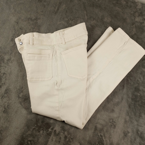 Mango Pants - Mango Women's Cream High-Waist Straigh Jeans Size 4